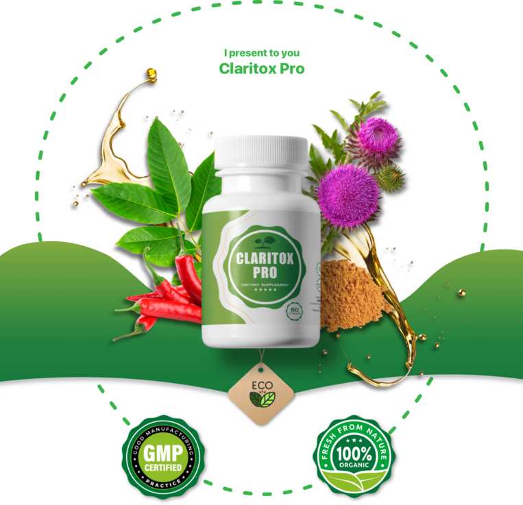 Claritox Pro single bottle with ingredients